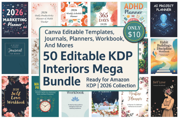 Download 50 Editable KDP Interiors Mega Bundle - Mega bundle Collection